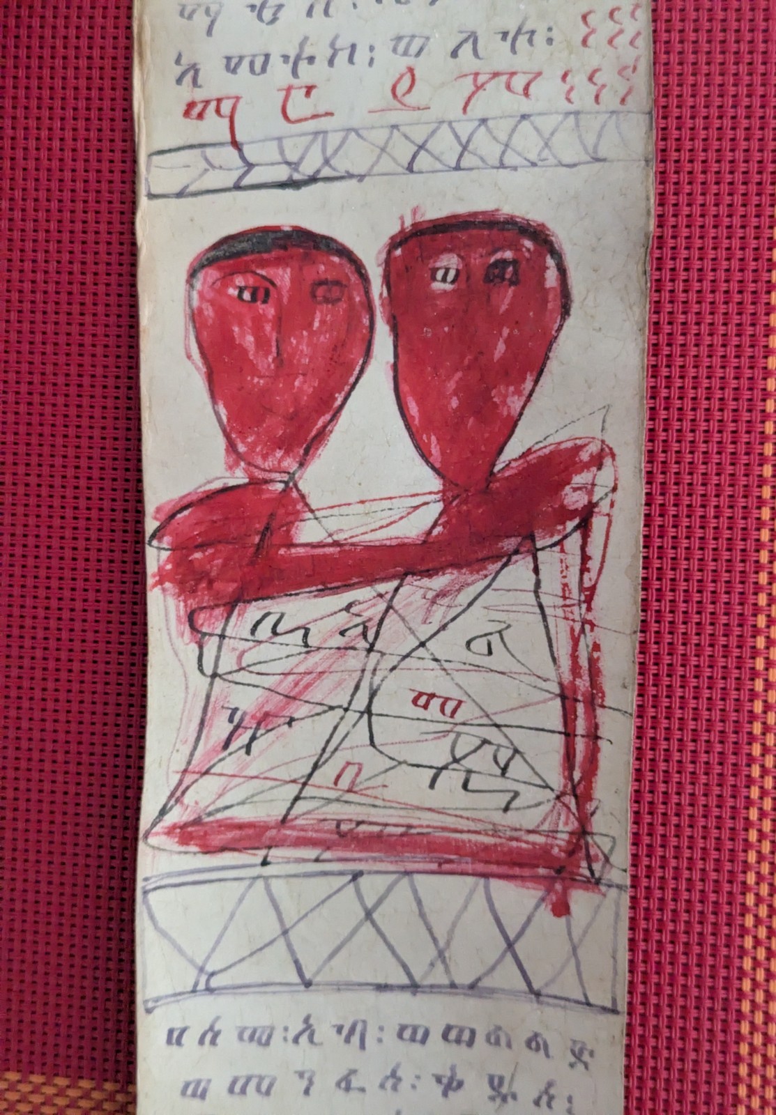 Antique Ethiopian Amulet Manuscript Scroll Handwritten Magical Prayer Protection