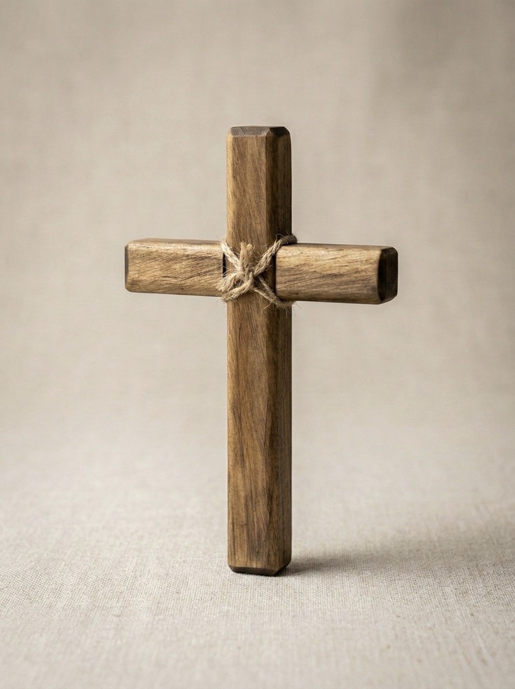 ✝️ Solid Wood Hand Cross 5.75” x 4” Rustic Brown Wall or Altar Decor Jesus