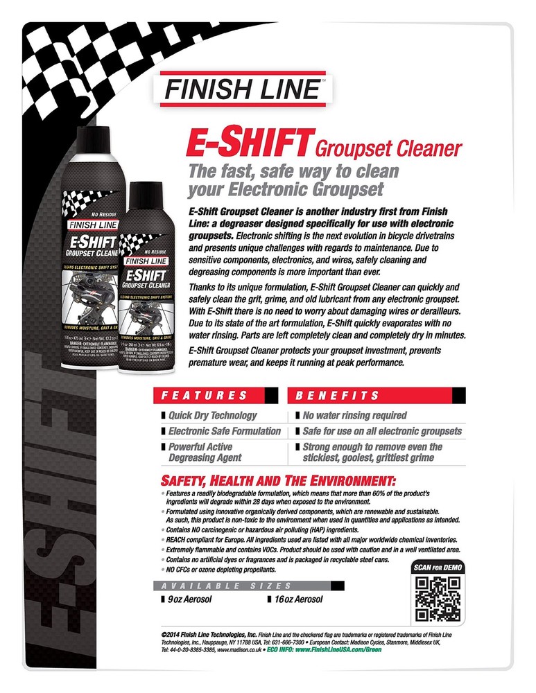 -Shift Electronic Groupset Cleaner Aerosol, 16-Ounce