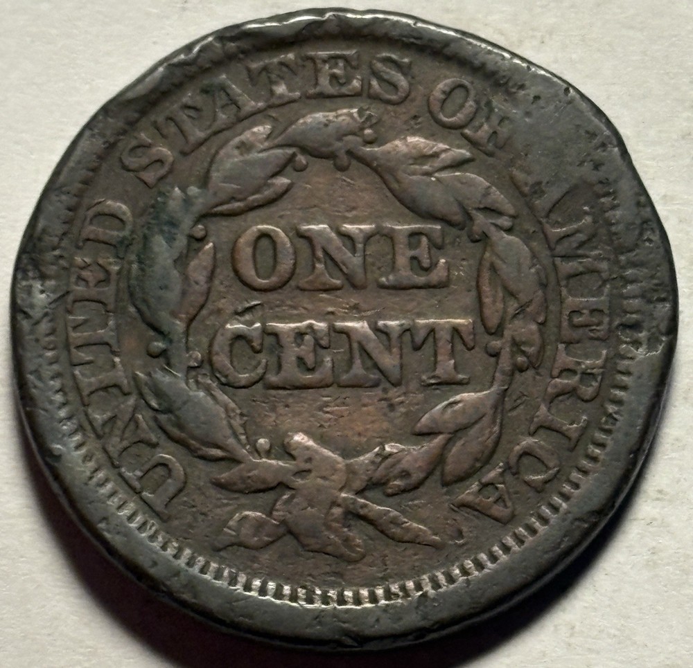 1844 Braided Hair Large Cent — Circulated