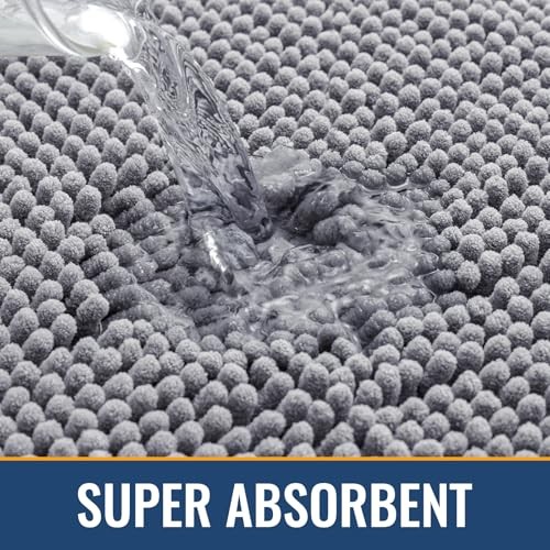 Bathroom Rugs 30x20, Extra Soft Absorbent Shaggy 30" x 20" Rectangular Grey