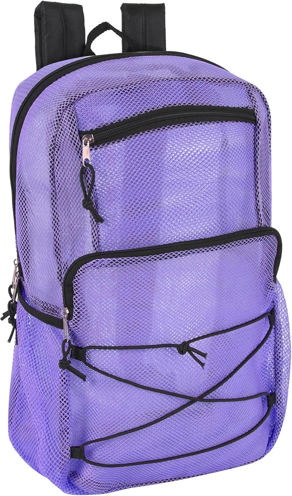 Deluxe See Through Mesh Backpack with Bungee Cord & Adjustable Padded Straps ...