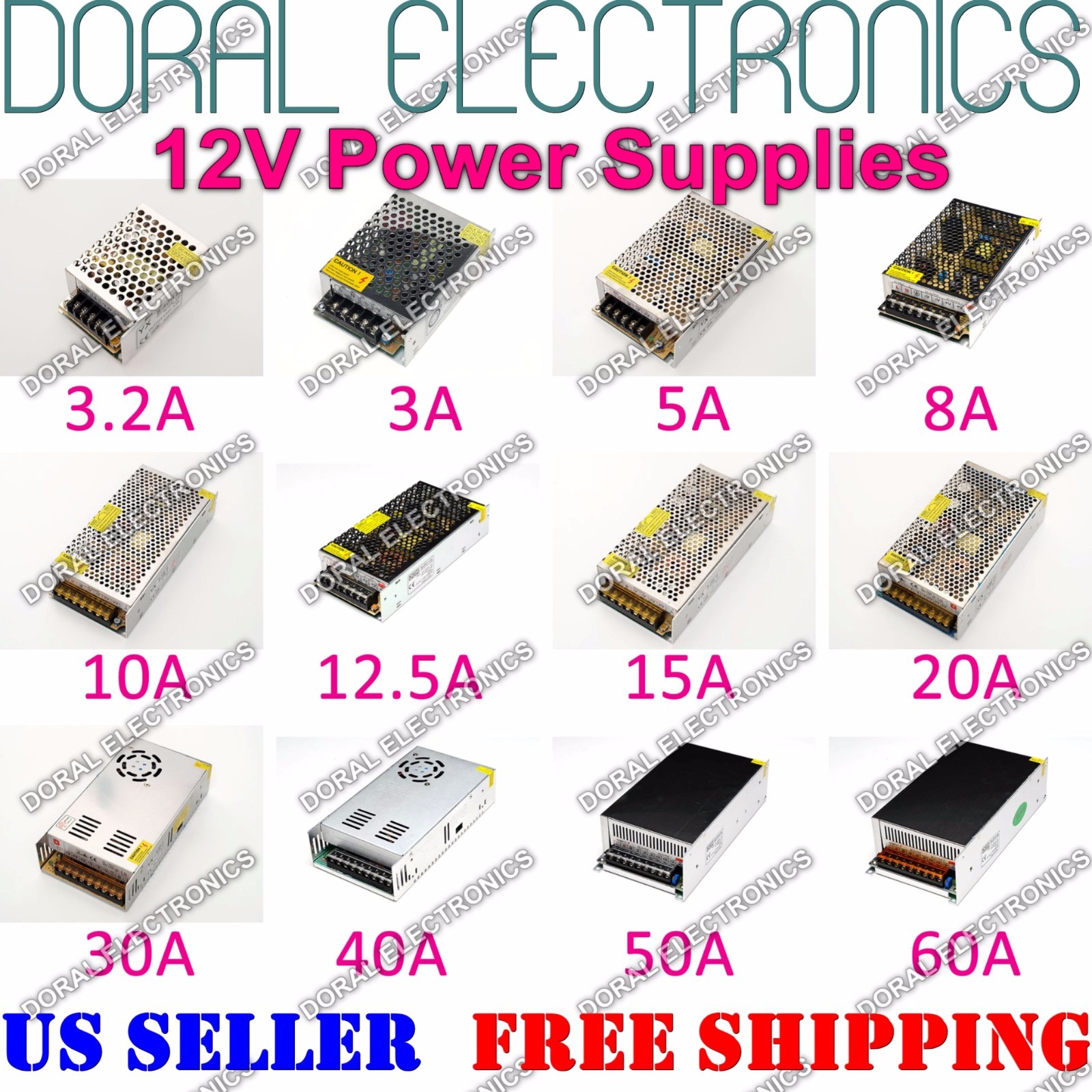 110V 220V DC 12V 10A 15A 20A 30A 40A 50A 60A 3A 5A Power Supply LED Strip Light