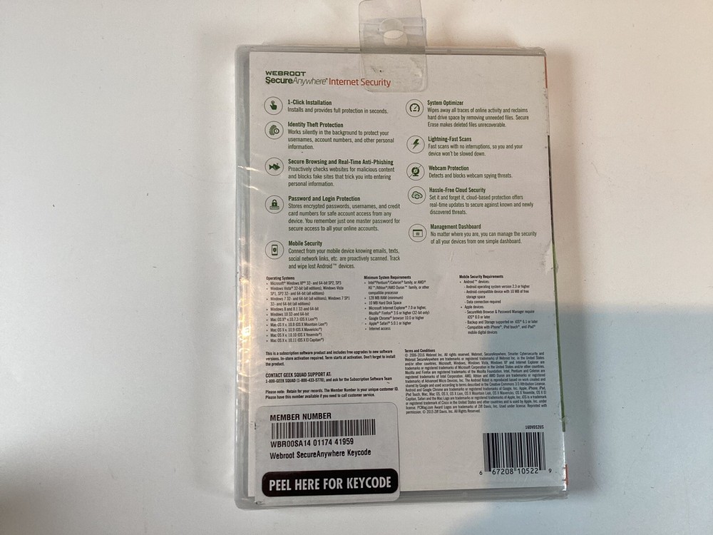 WEBROOT Secure Anywhere Internet Security Plus 3 Devices Antivirus Mobile PC Mac