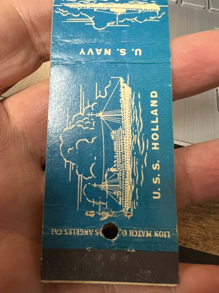 USED flattened US Navy USS HOLLAND Submarine Squadron 6 WW2 matchbook