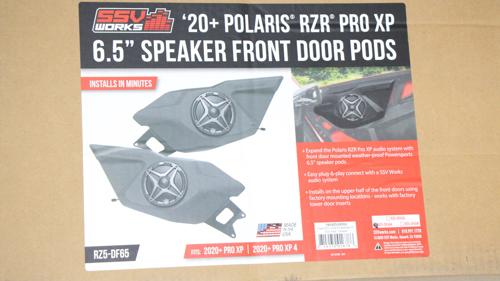 SSV Works Front Door Speaker pods W/ 6.5" SSV Speakers 20-24 Polaris RZR PRO XP
