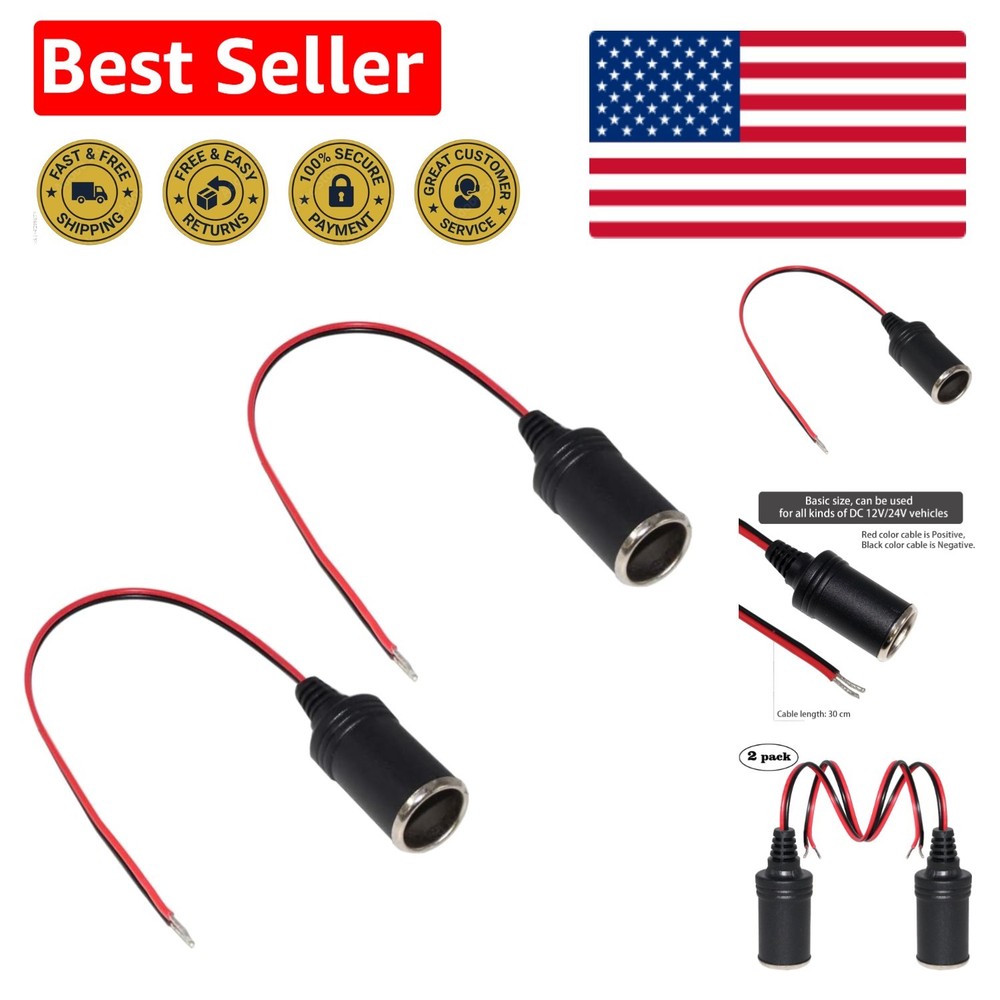 12V 1FT Female Cigarette Lighter Extension Socket Cable - Durable & Easy Install