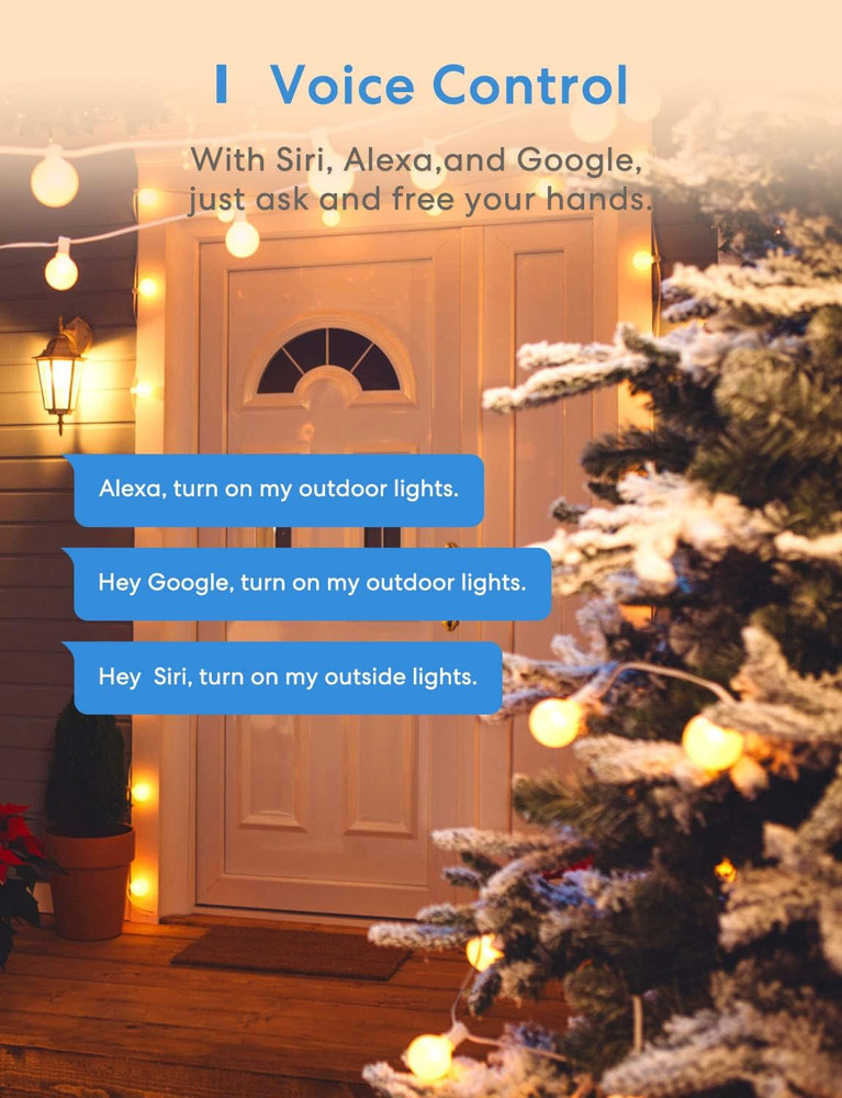 Outdoor Smart Plug Compatible with Apple Homekit, Siri, Alexa, Google Assistant