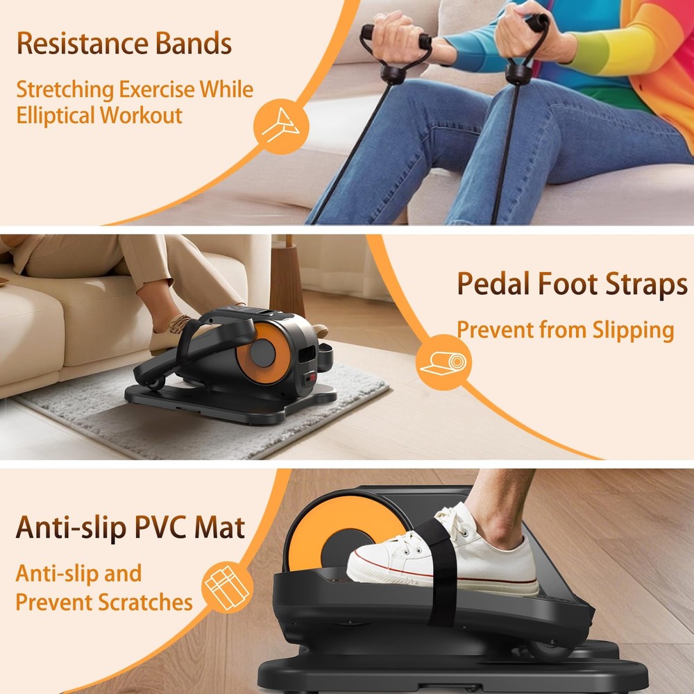 Under Desk Elliptical Machine, Electric Elliptical Training Machine w/Remote ...