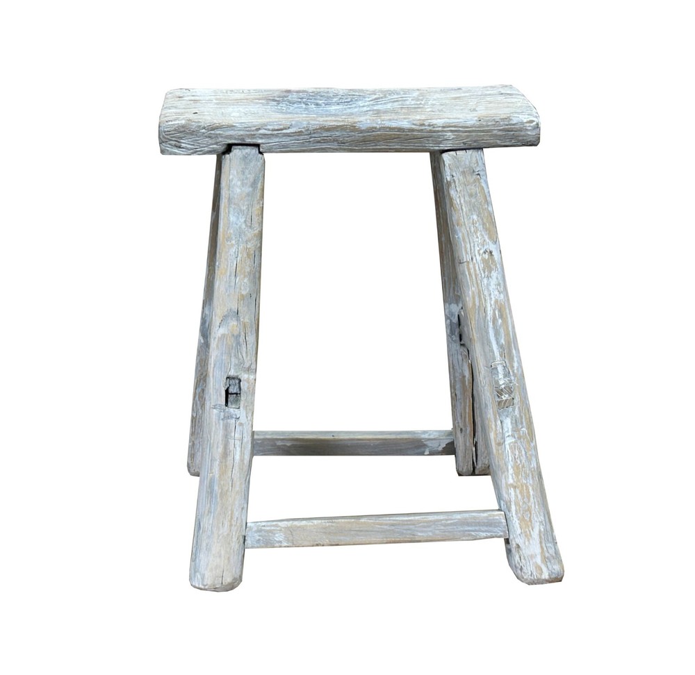Rustic Raw Rough Wood Grain Rectangle Slim Stool Bench Side Table ws4592