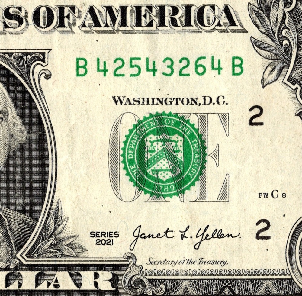 4 digit ladder Fancy Serial Number One Dollar bill B42543264B