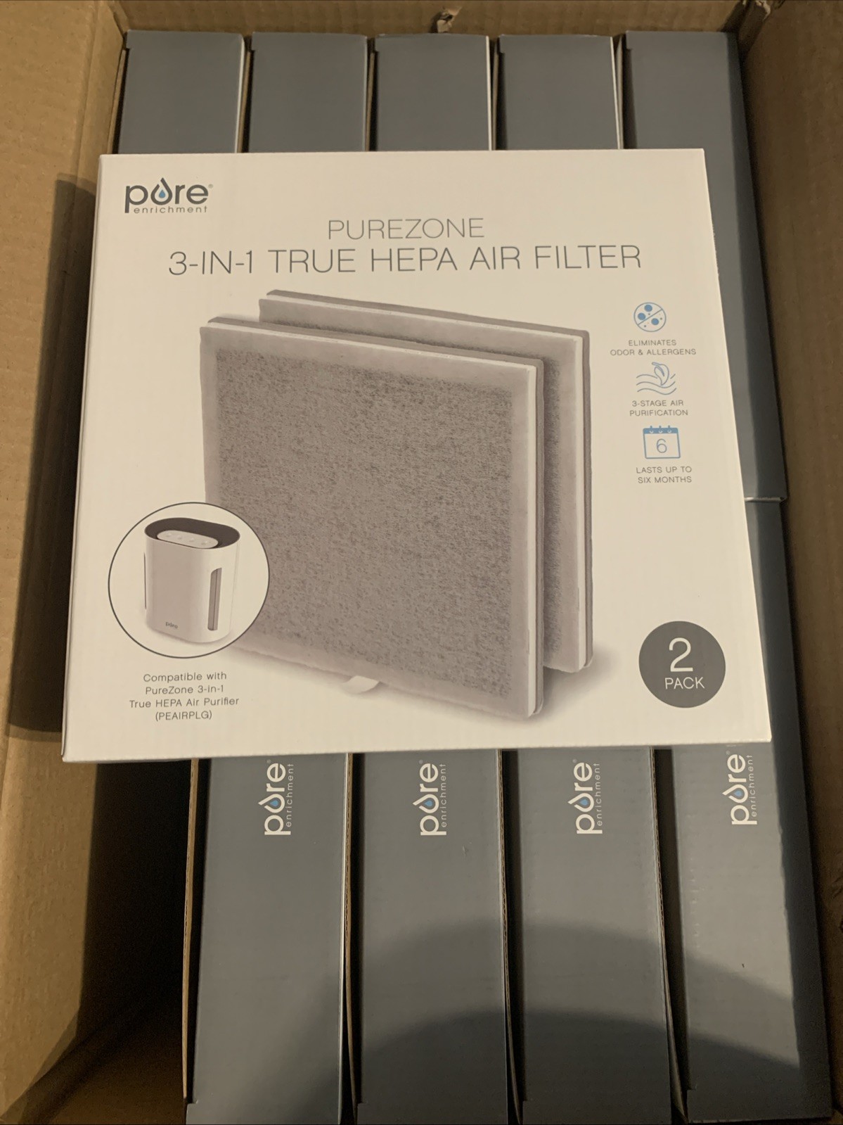Pure Enrichment 3-in-1 True Hepa Air Filter Replacement 2-Pack PureZone - NEW
