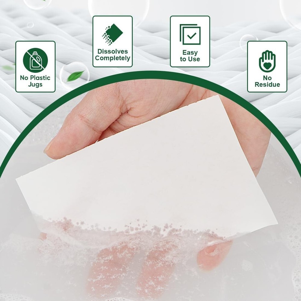 AIDEA Laundry Detergent Sheets, Unscented-(100 Loads) 50 Sheets, Eco-Friendly