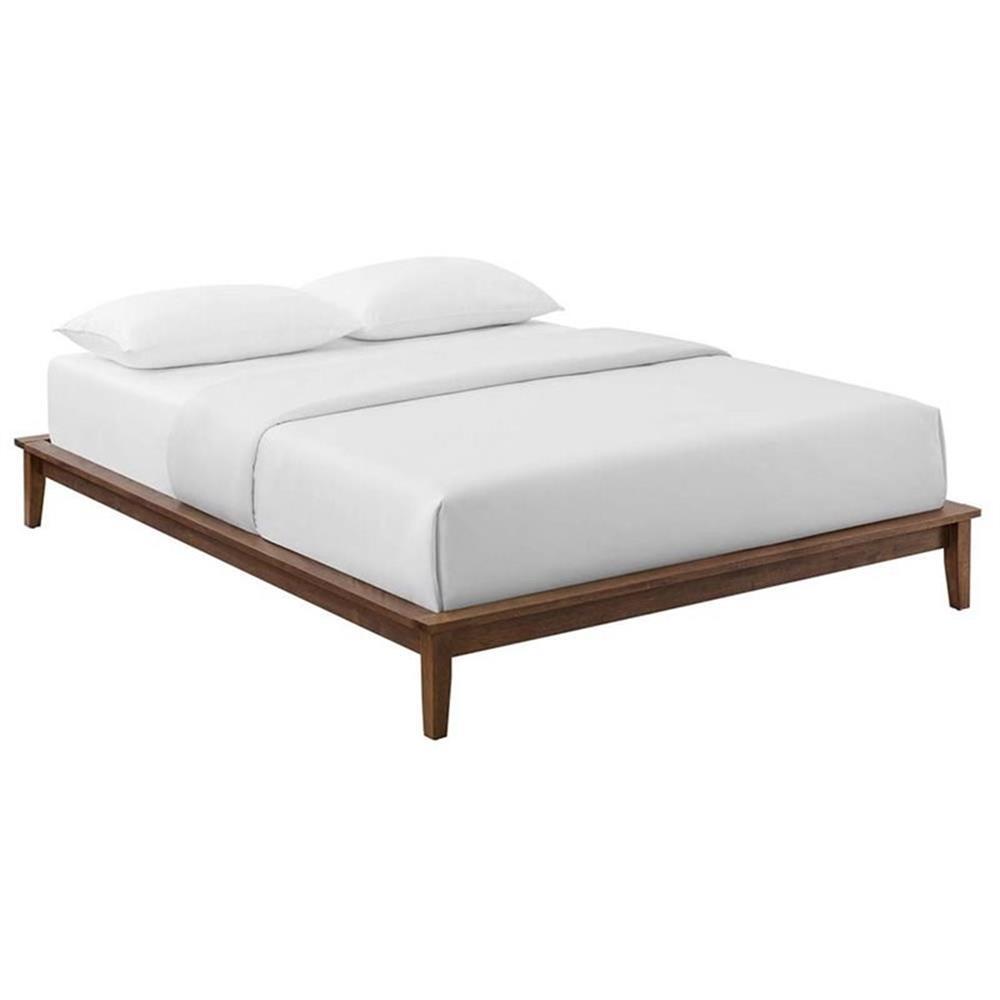 Modway Lodge Queen Modern Solid Wood Platform Bed Frame in Cappuccino