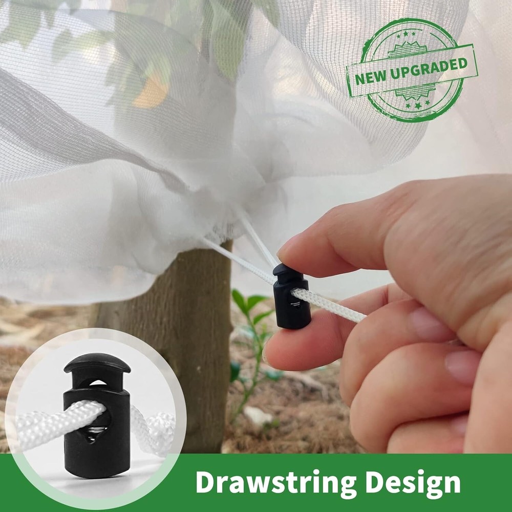 4 Pack Drawstring Plant Protection Netting for Blueberries & Vegetables