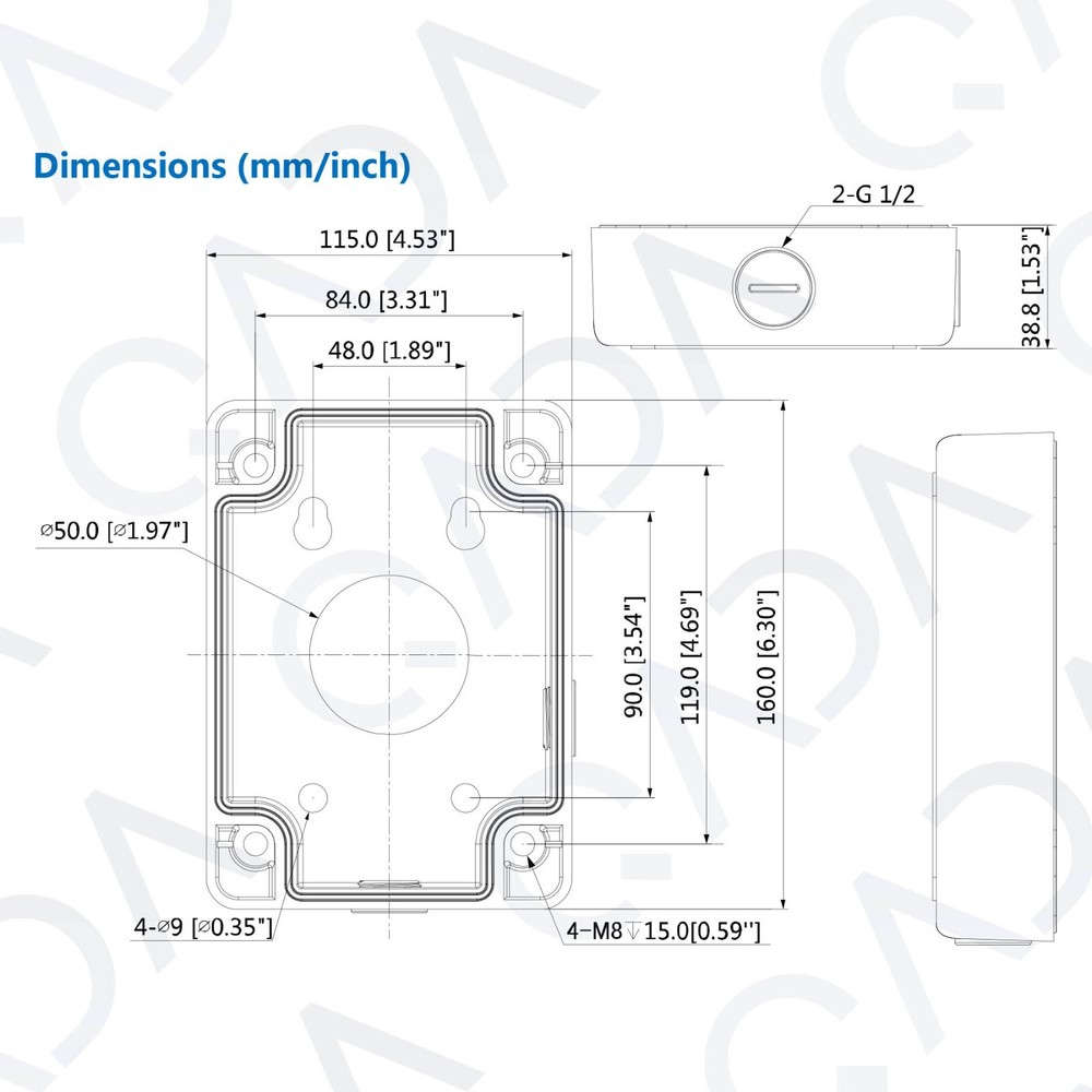 Dahua PFA120 Wall Mounting Junction Box for Select CCTV Security Cameras Bracket
