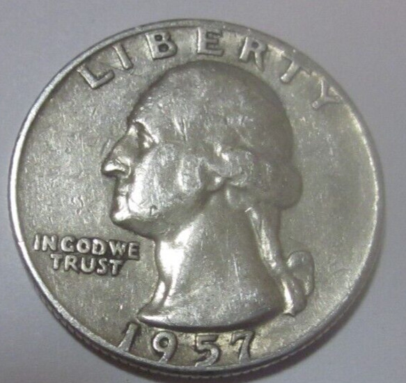 1957 D   Washington Silver Quarter   90% Silver
