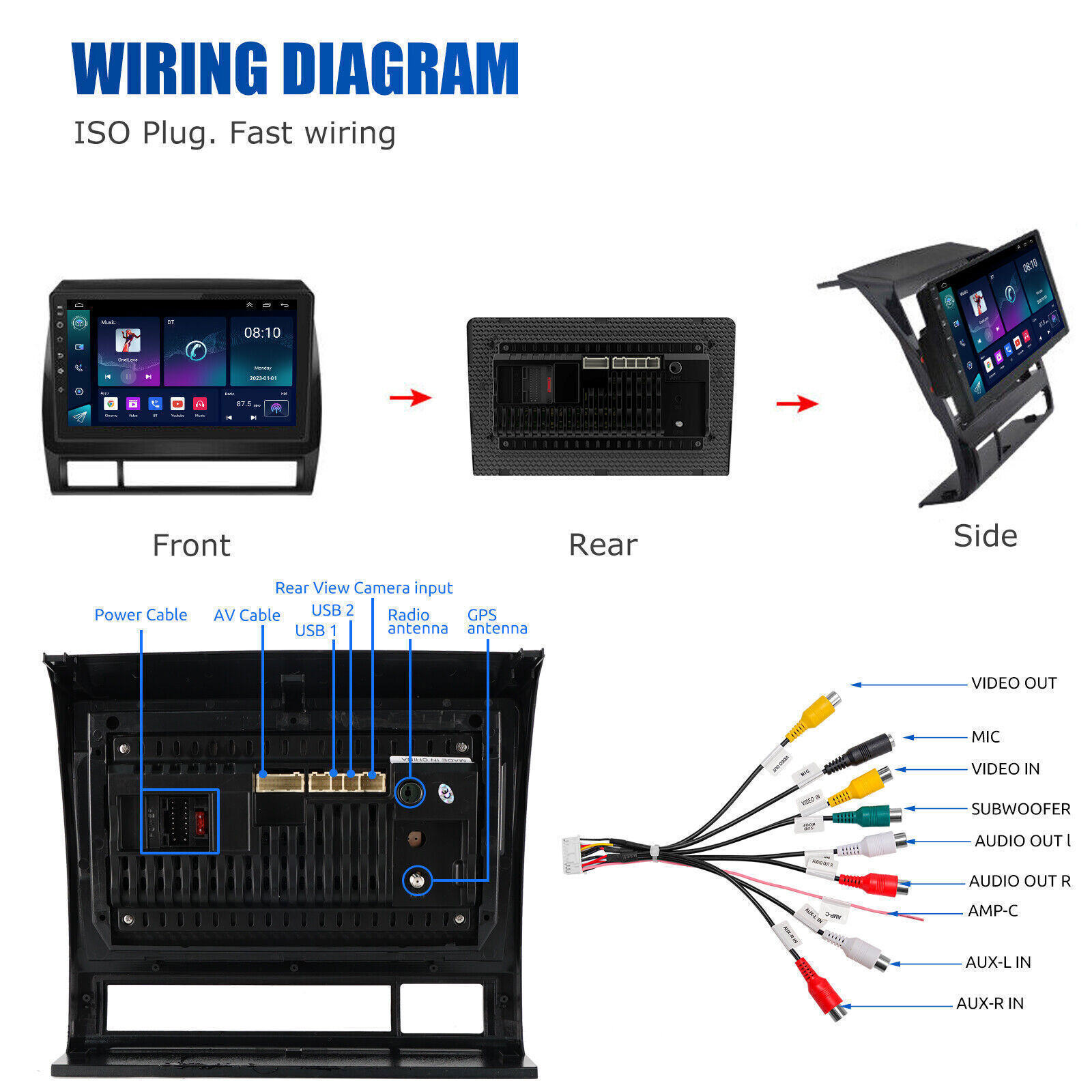 Android 13.0 Car Stereo Radio Wifi Apple CarPlay GPS For Toyota Tacoma 2005-2013