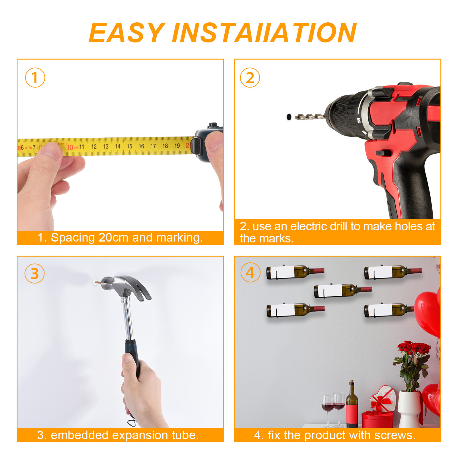 12 Pack Spiral Wine Wall Holder Metal Wine Bottle Display Holder Storage Shelf