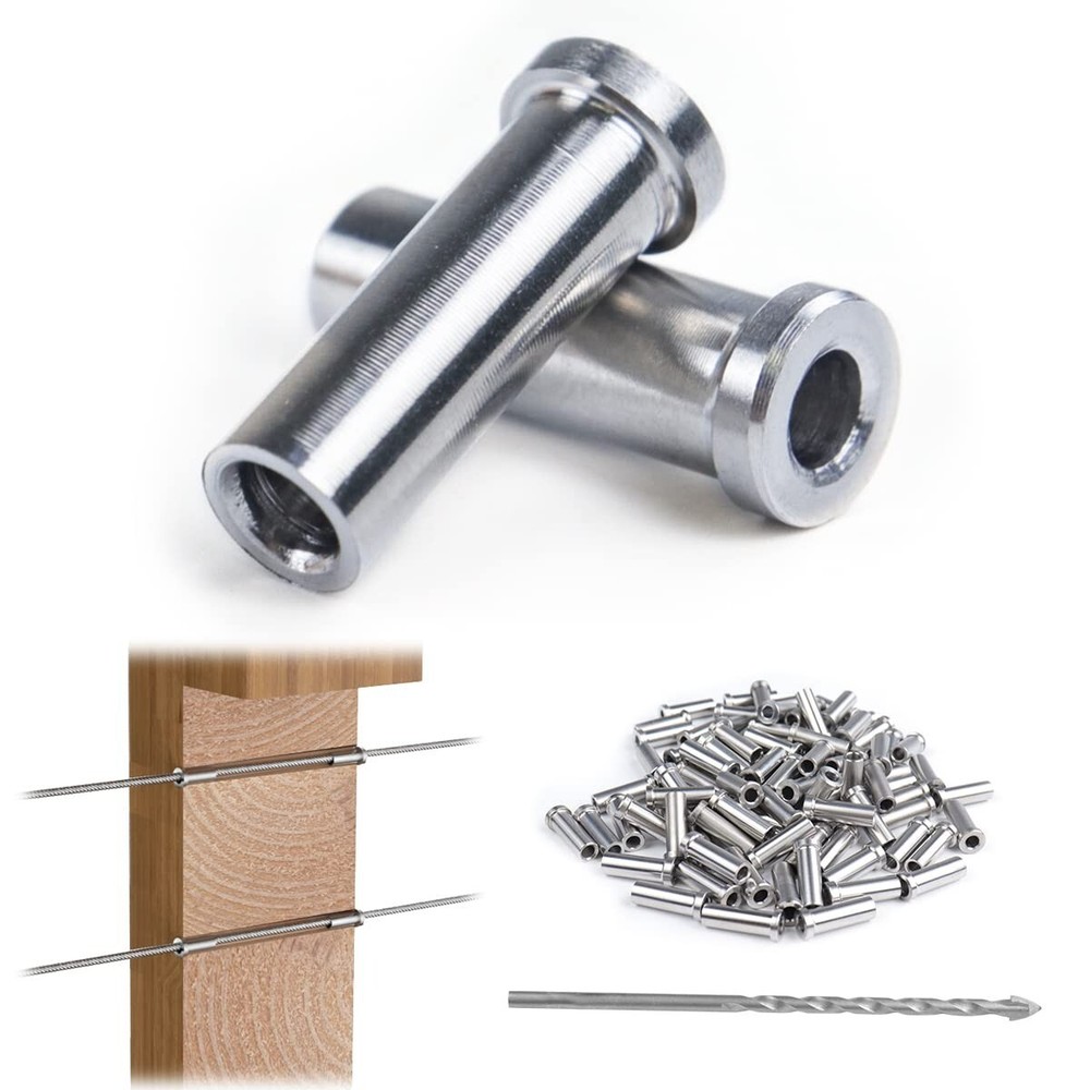 100Pack T316 Stainless Steel Protective Sleeves Cable Railing Kit Hardware