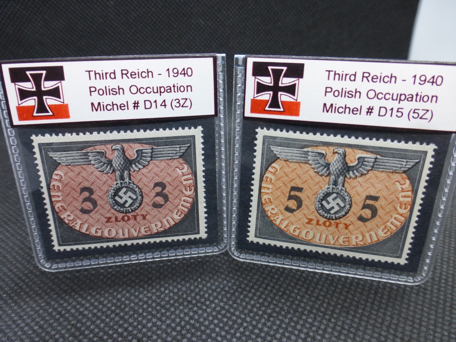 Nazi Germany 1940 WW2 2 Stamps Polish Occupation Third Reich Relic Rare Poland