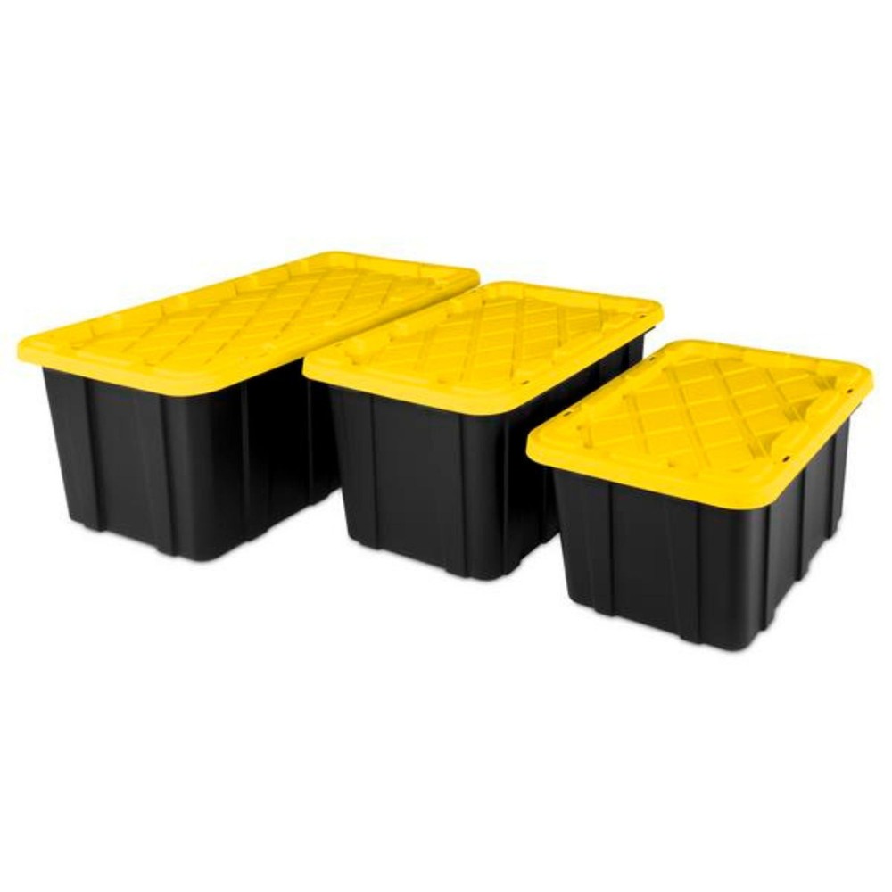 Sterilite 27 Gallon Industrial Stackable Storage Tote Lidded Containers, 16 Pack