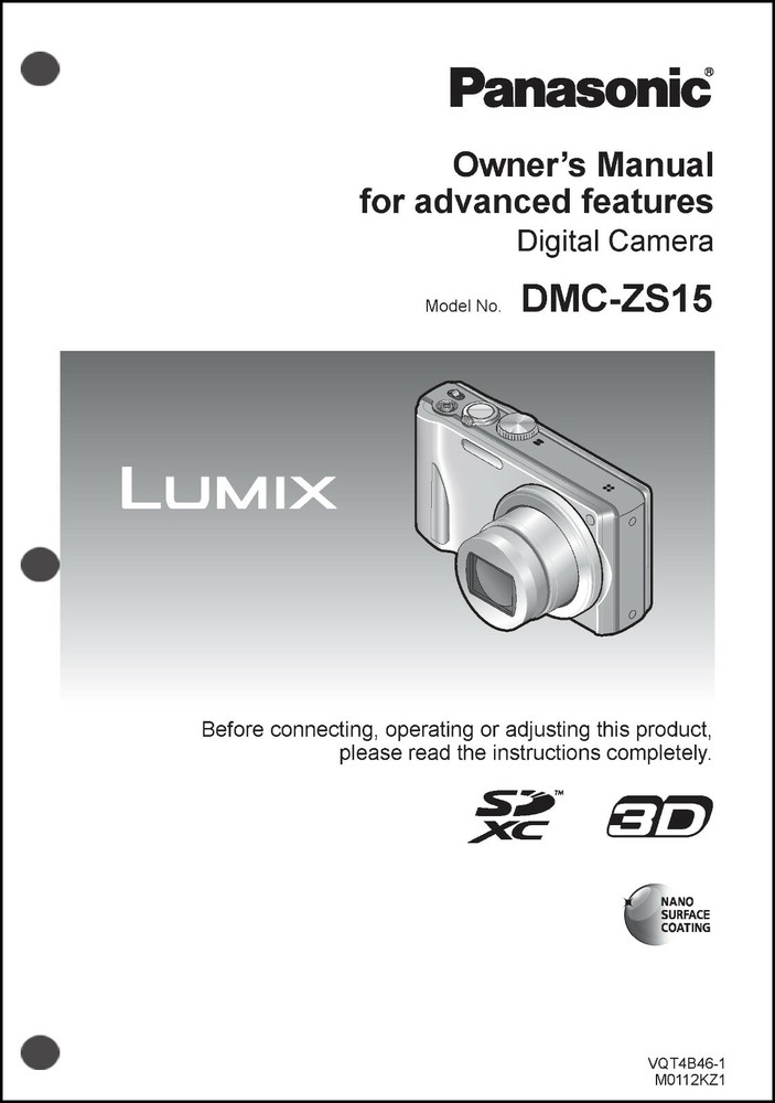 Panasonic DMC-ZS15 Advanced  Digital Camera User Guide Instruction  Manual