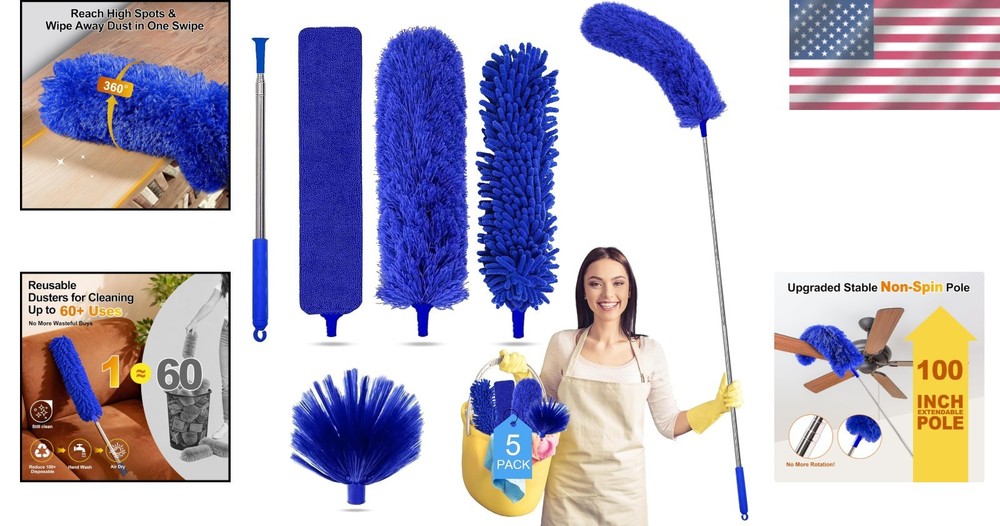 Multi-Functional 5-in-1 Duster Kit with Anti-Scratch Tips for Safe Cleaning