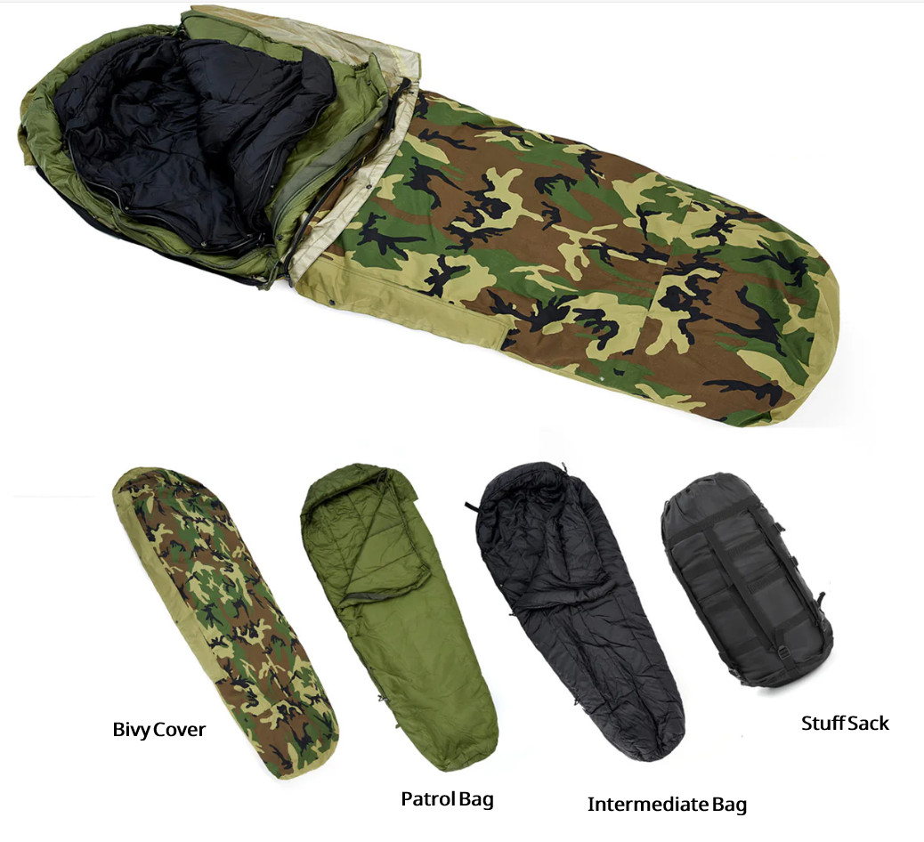 USGI Military 4 Piece Sleep System ECW Woodland Camo Modular Sleep System MSS GC