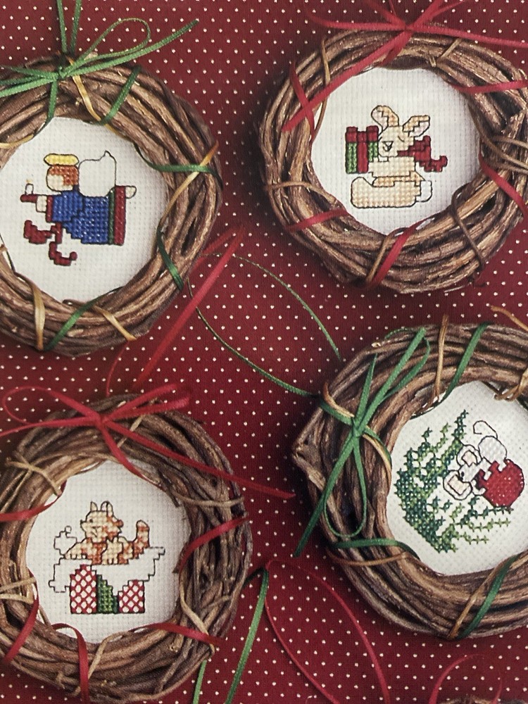 12 Assorted Christmas Counted Cross Stitch Patterns- Santa Claus Tree Stocking