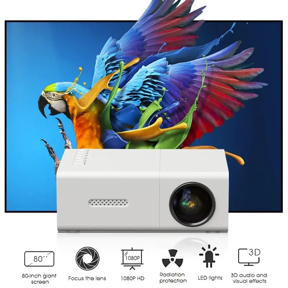 ↑Mini Projector 1080P HD Portable Multimedia Projector USB HD Multimedia
