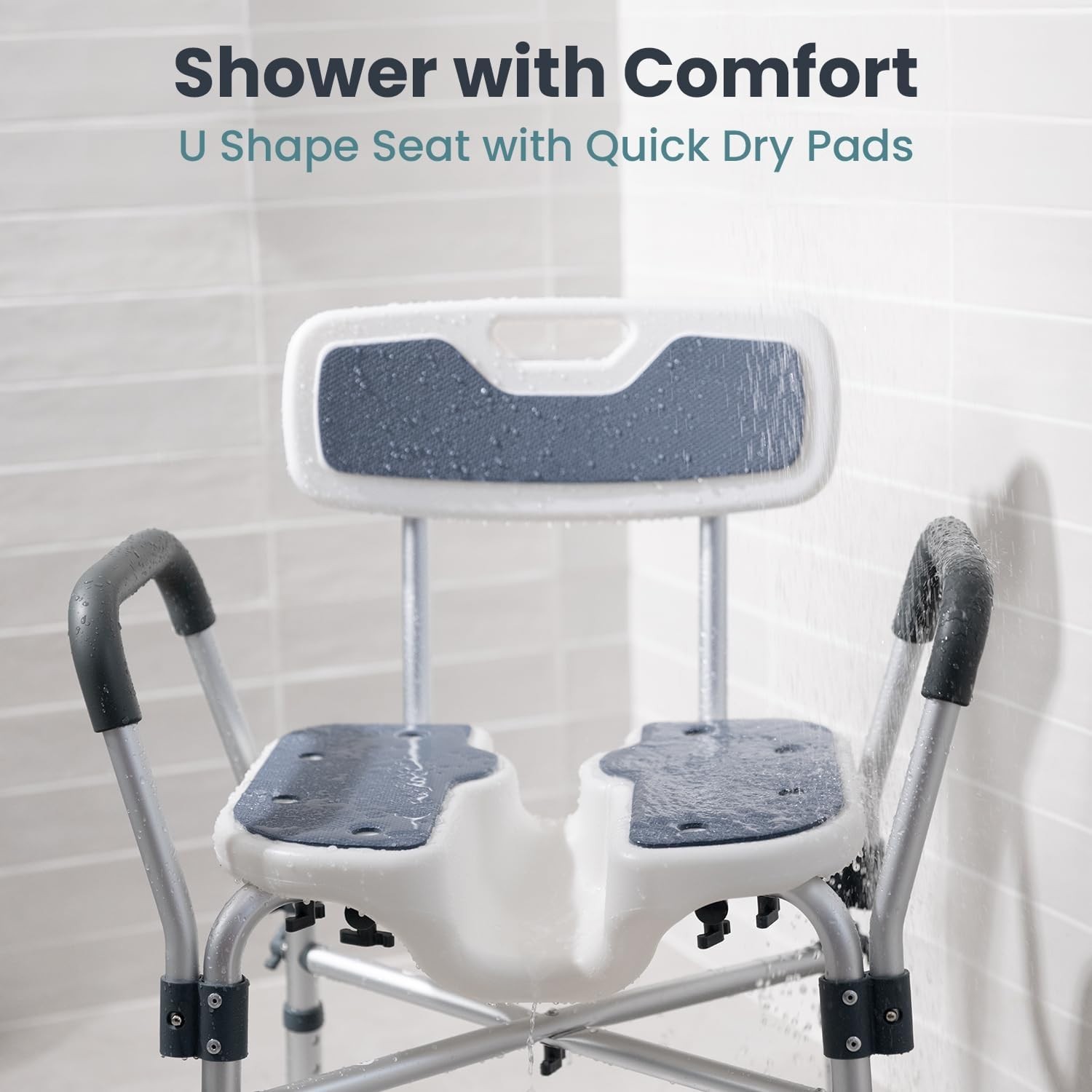 Shower Chair U-Shape Seat Heavy Duty Bath Chair with Back