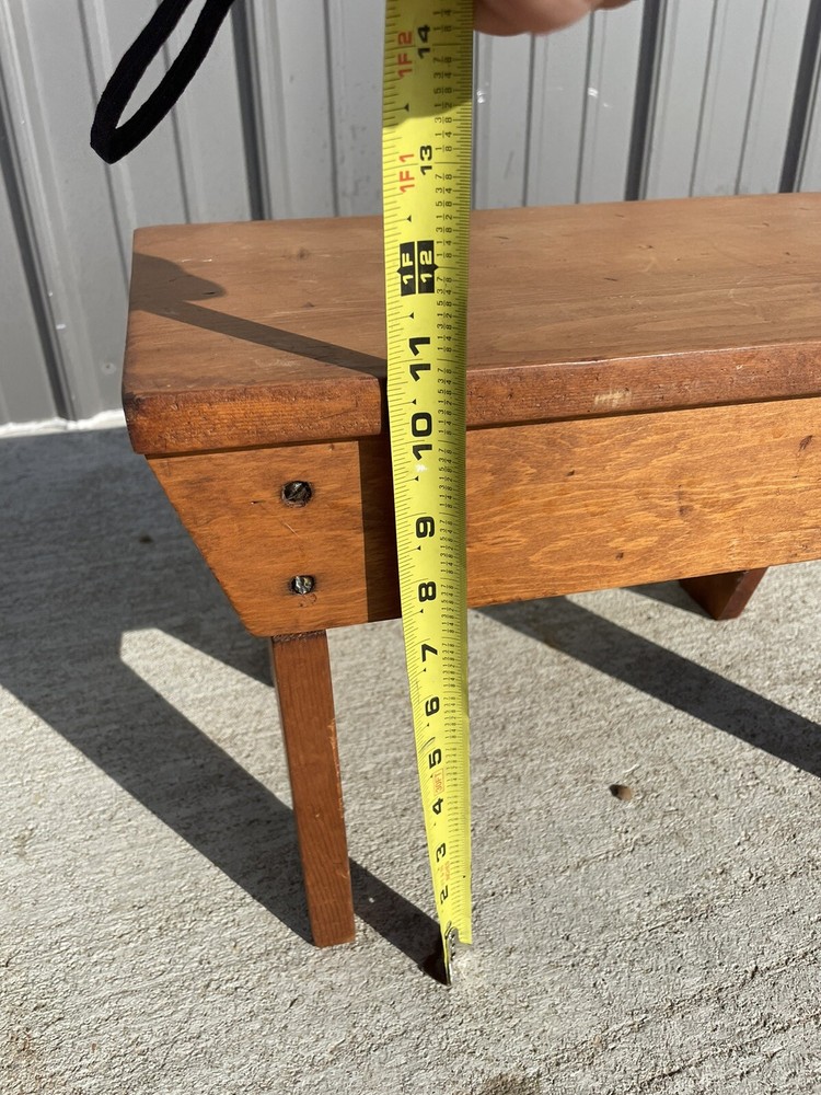 Vintage Wood Foot Stool Plant Stand Solid NLHB+