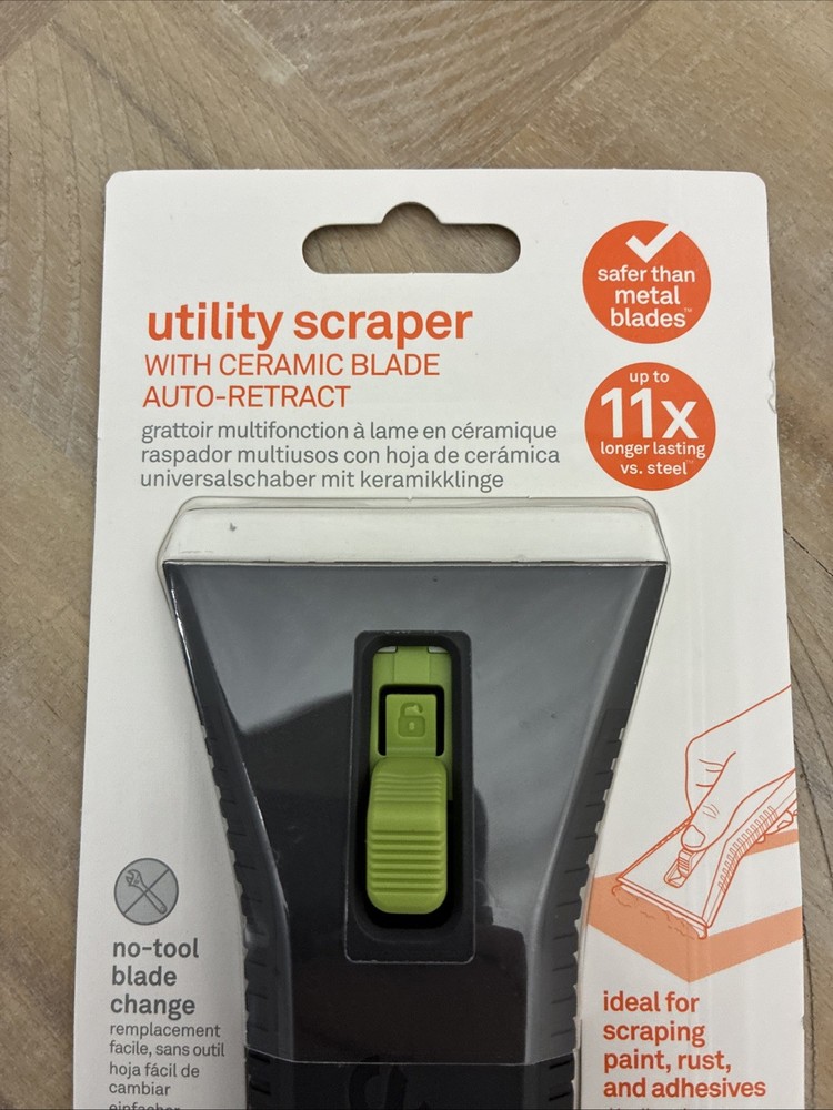 Slice 10593 Utility Scraper with Long Lasting Ceramic Blade, Auto-Retract