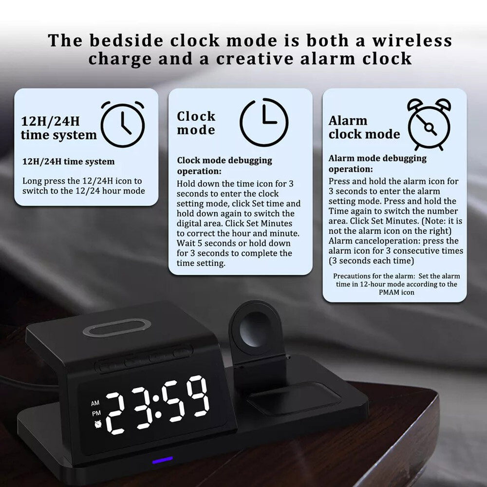 4in1 Fast Wireless Charger Station Dock For Apple Watch iPhone 16 15 14 Pro Max