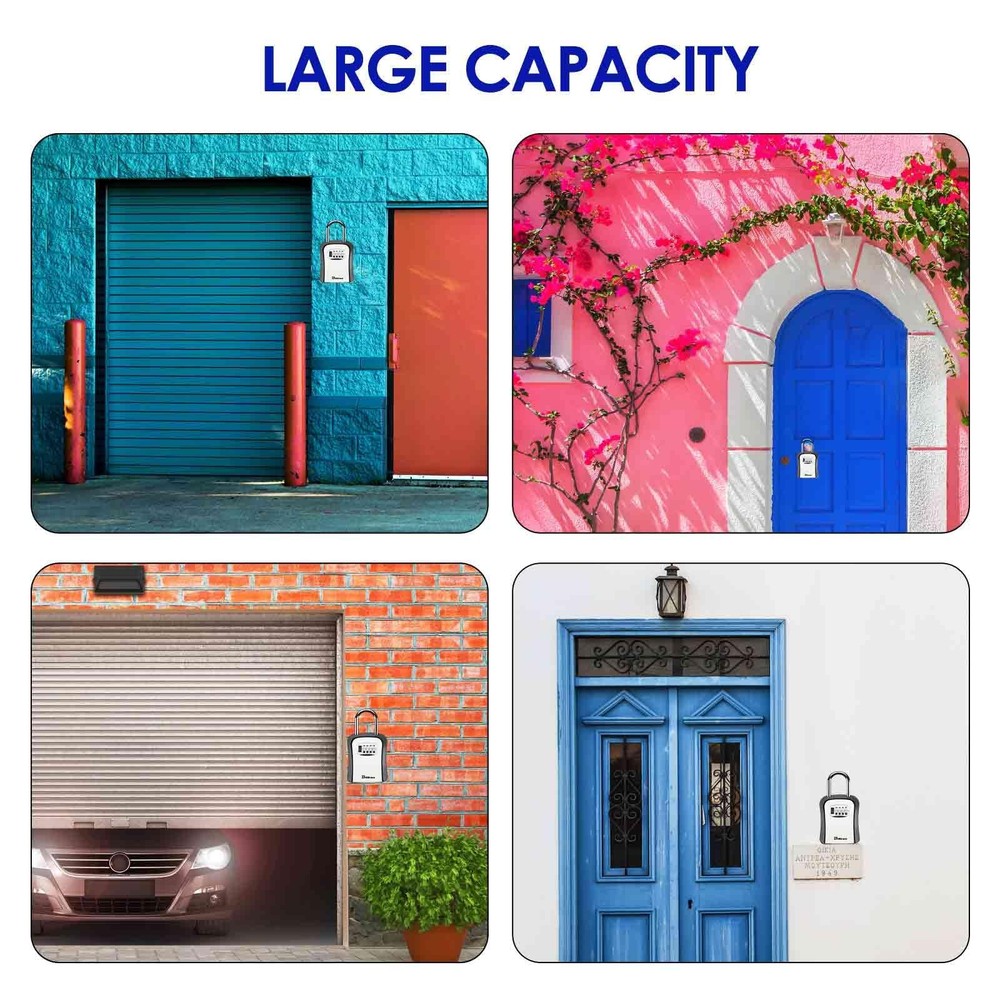 Key Lock Box, Waterproof 4 Digits Combination Lockbox with Removable Shackle,...