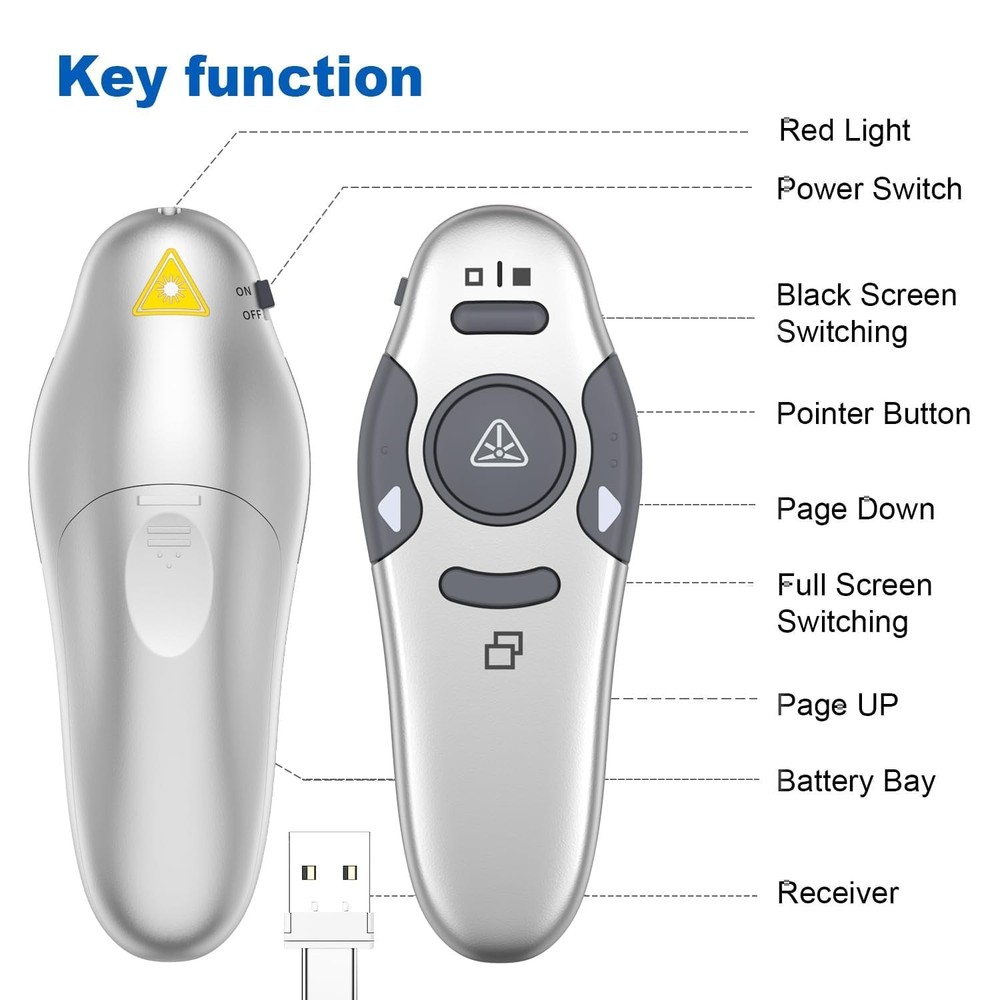 Presentation Clicker Wireless Presenter Remote Clicker for PowerPoint Present...