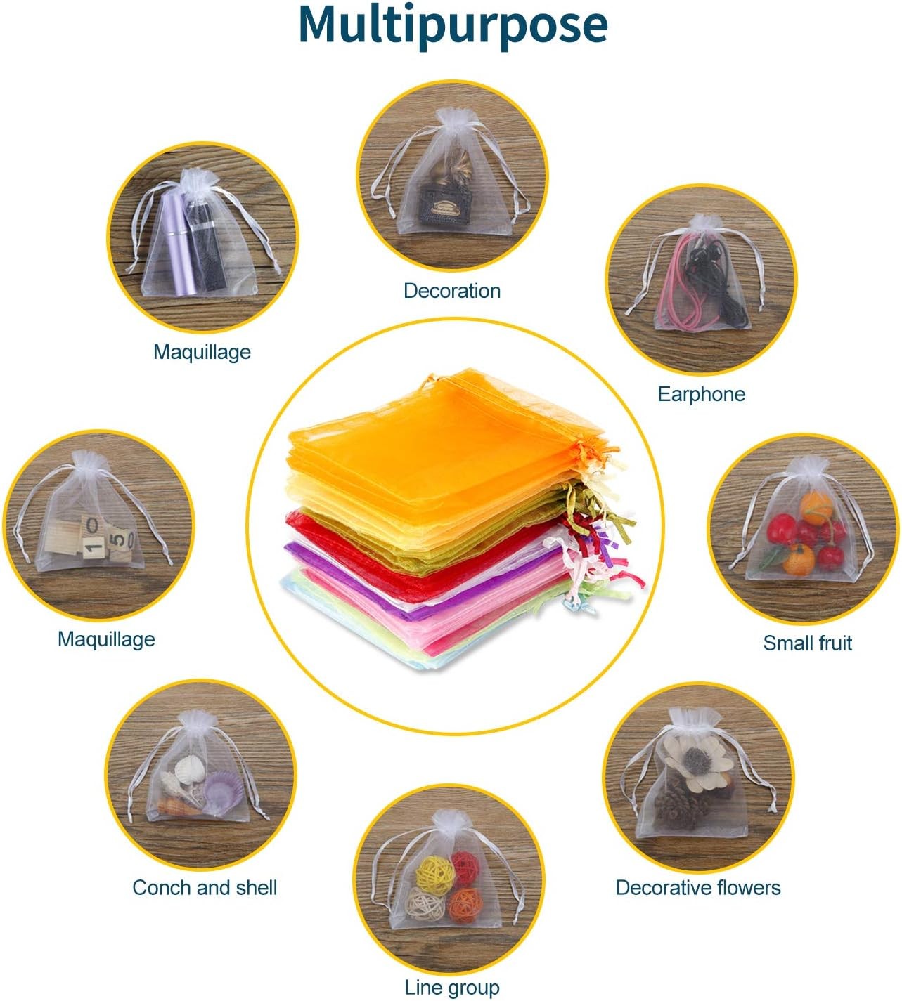 100 Pcs 3x4 Inch Small Mesh Drawstring Bags for Jewelry Party Favors Candy