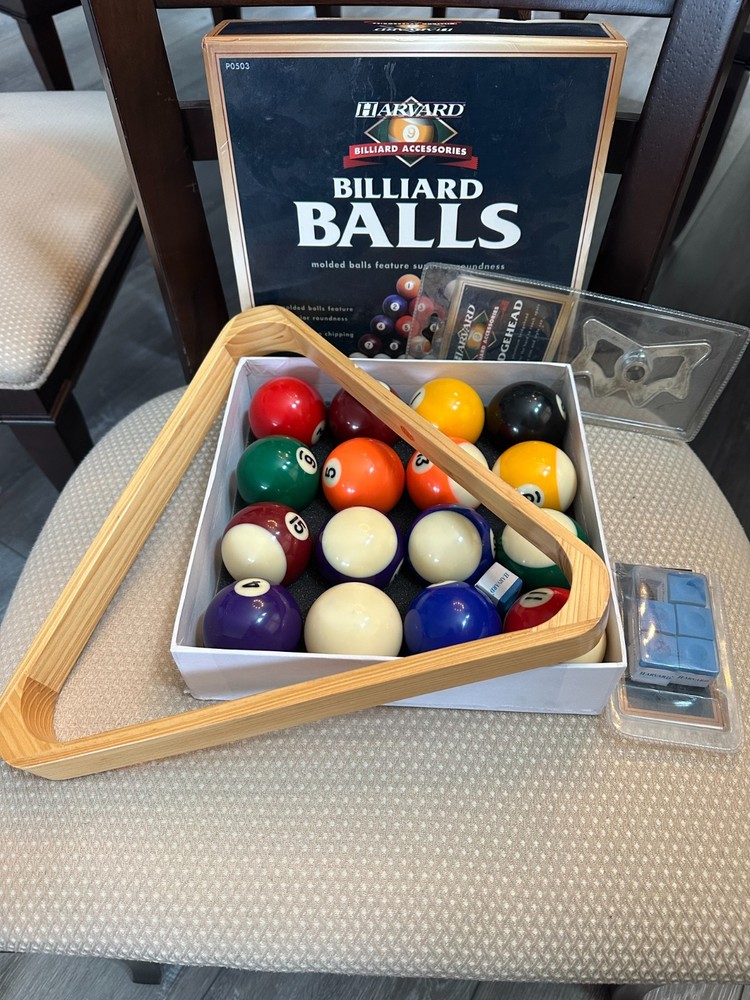 Billiard Balls, triangle, bridgehead, and chalk