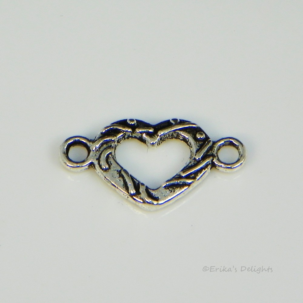 Antiqued Silver Tone Heart Component Link 8pcs (# B00816)
