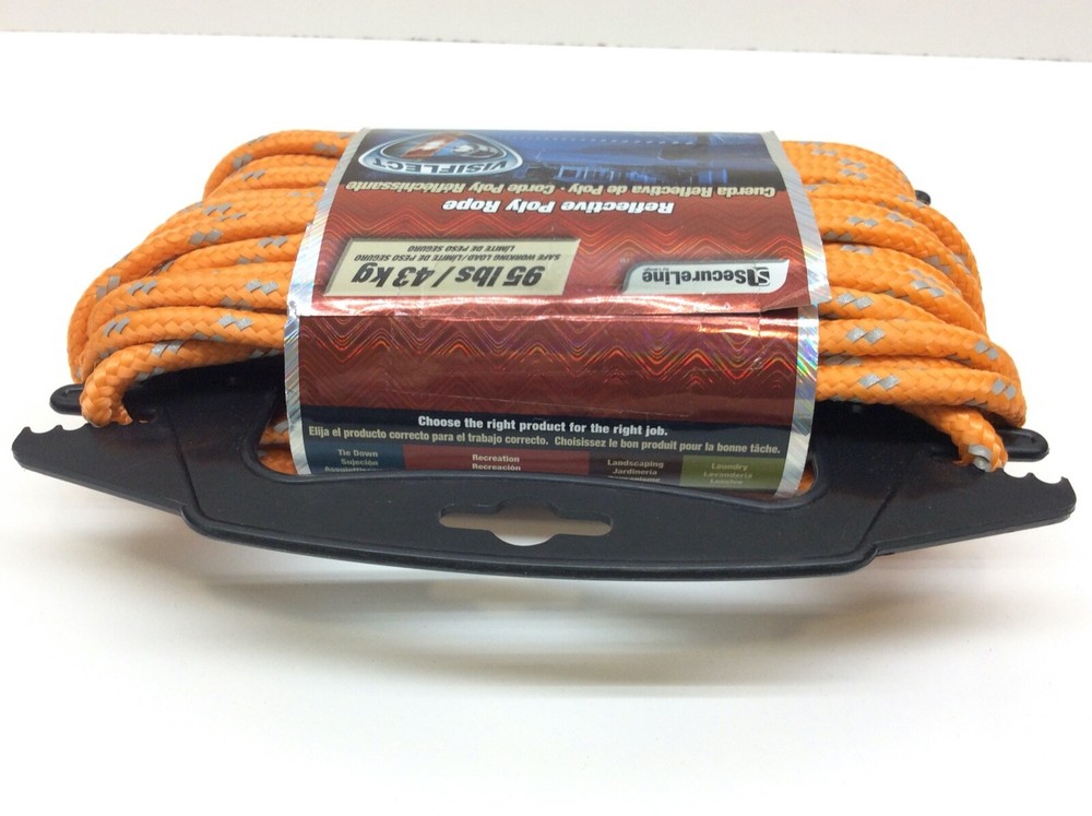 Secureline RMFPO1450 1/4" X 50' Orange Reflective Poly Rope