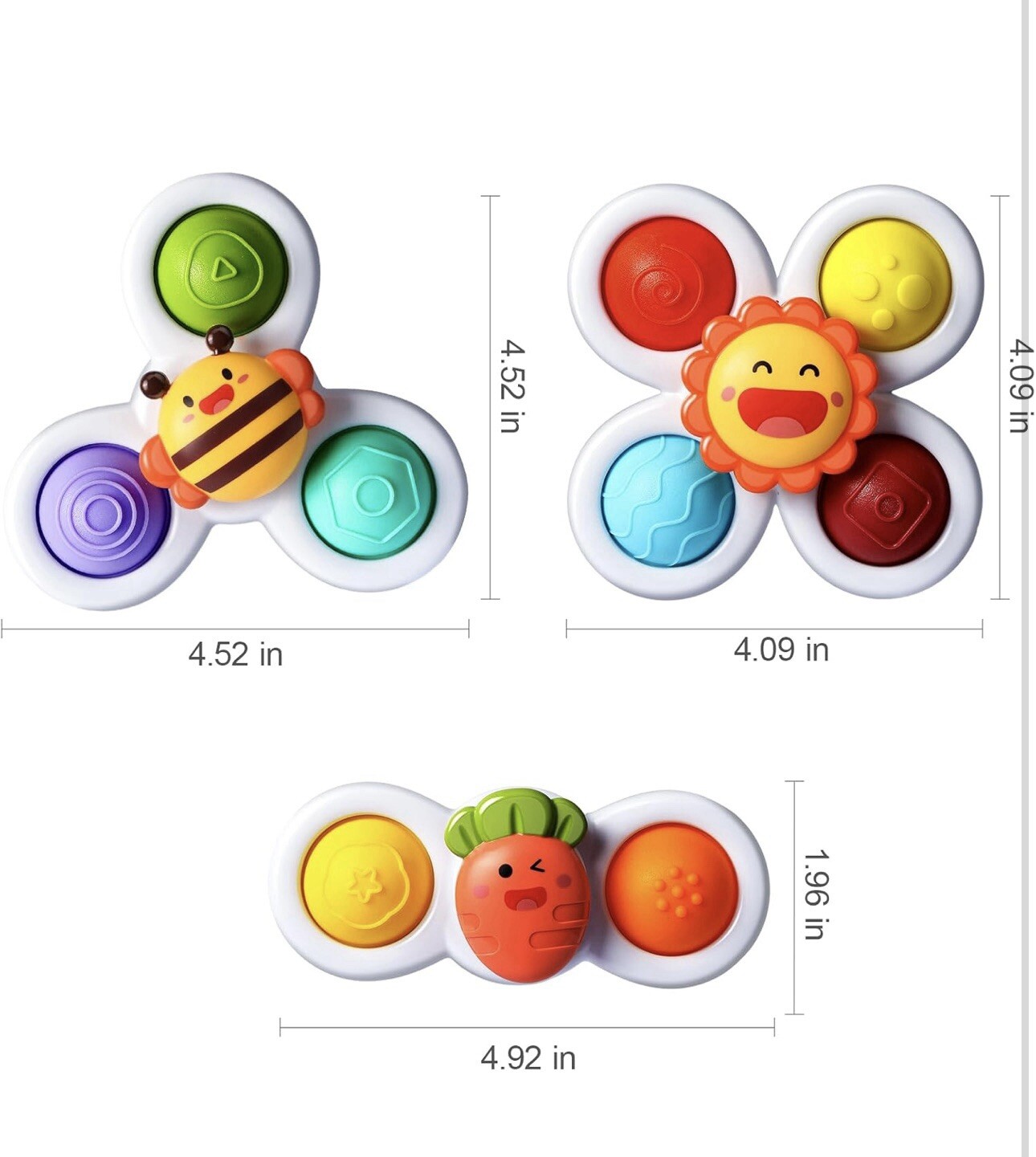 Suction Cup Spinner Toys 3pcs Spinning Top Baby Toys For 1 2 Year Old Boys Gifts