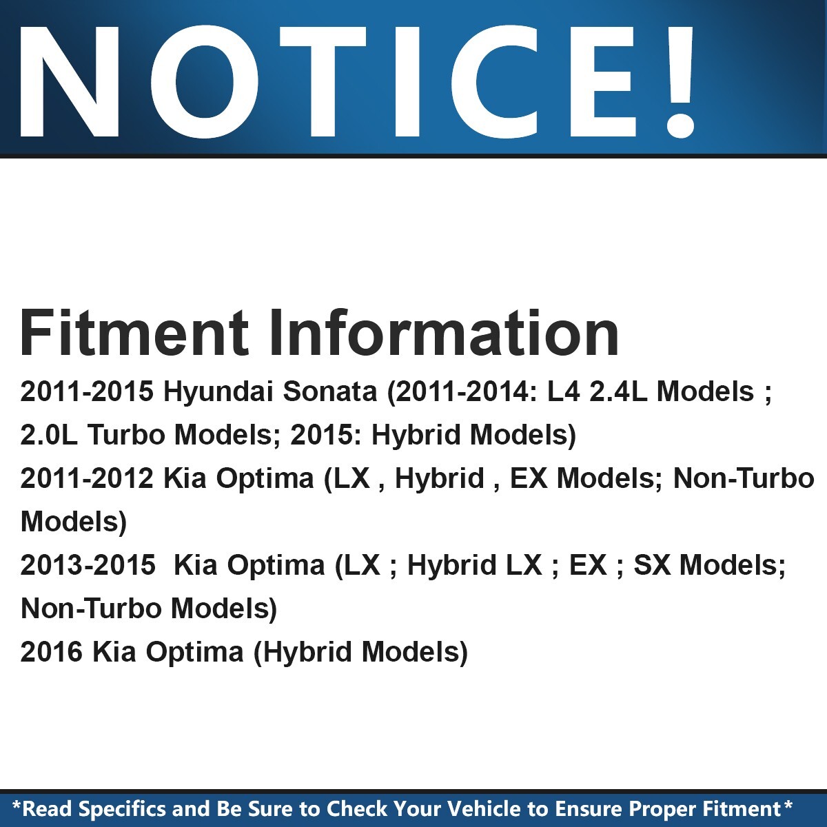 Front & Rear Ceramic Brake Pads w/Hardware for 2011-2015 Sonata Optima