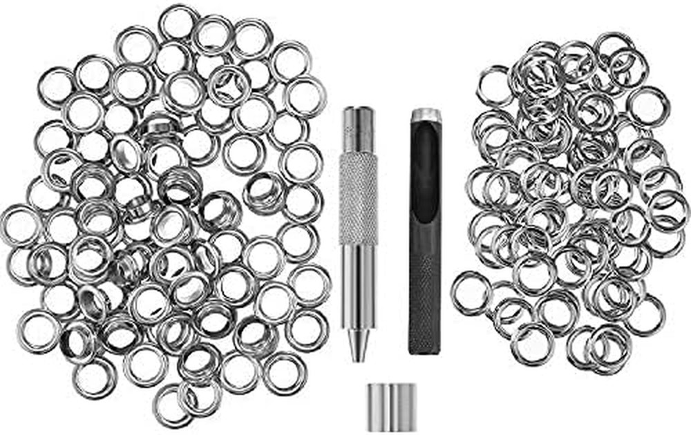 Grommet Tool Kit, Grommet Setting Tool and 100 Sets Eyelets with Storage Box, 1/