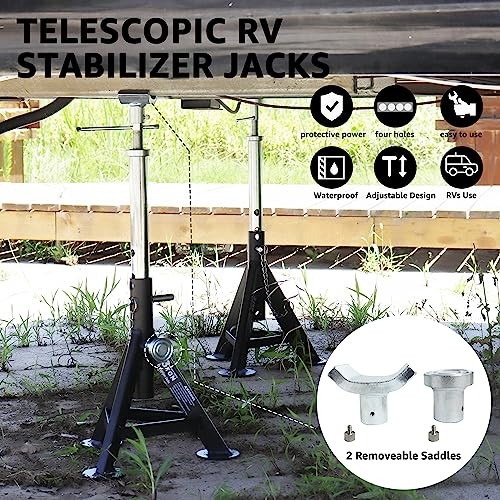BESTOOL RV Supports Stabilizer Jacks, Black-Dual head RV stabilizer jacks/2PC