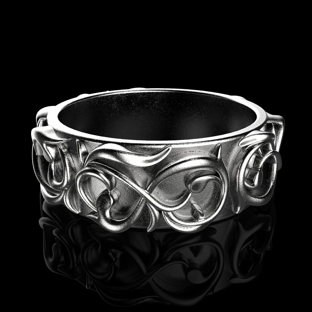 Pattern Ring Band Gothic Badass Bikers Men Ring Model-ETS1 3D print model.