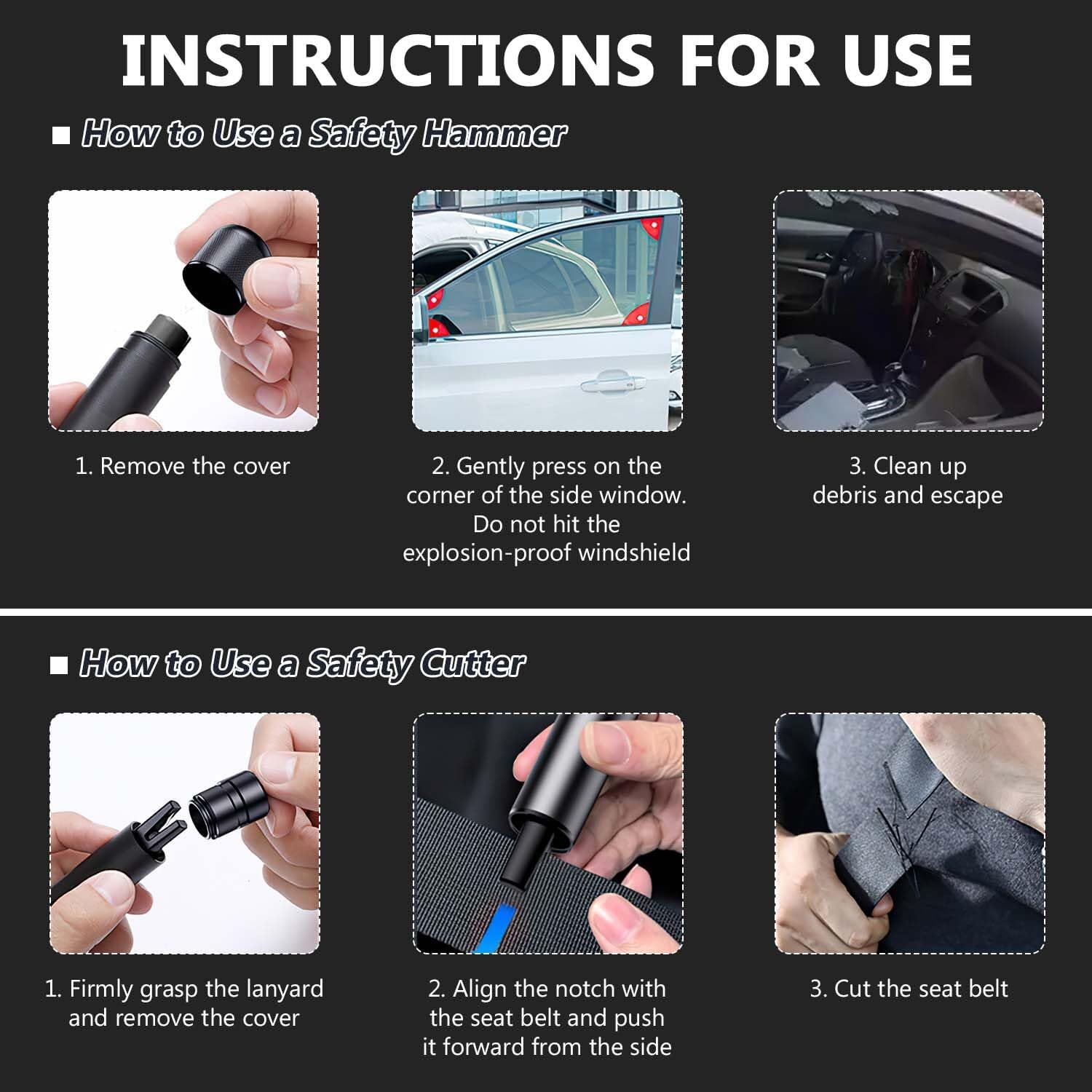 Car Safety Hammer Window Glass Breaker Seat Belt Emergency Escape Cutter Tool