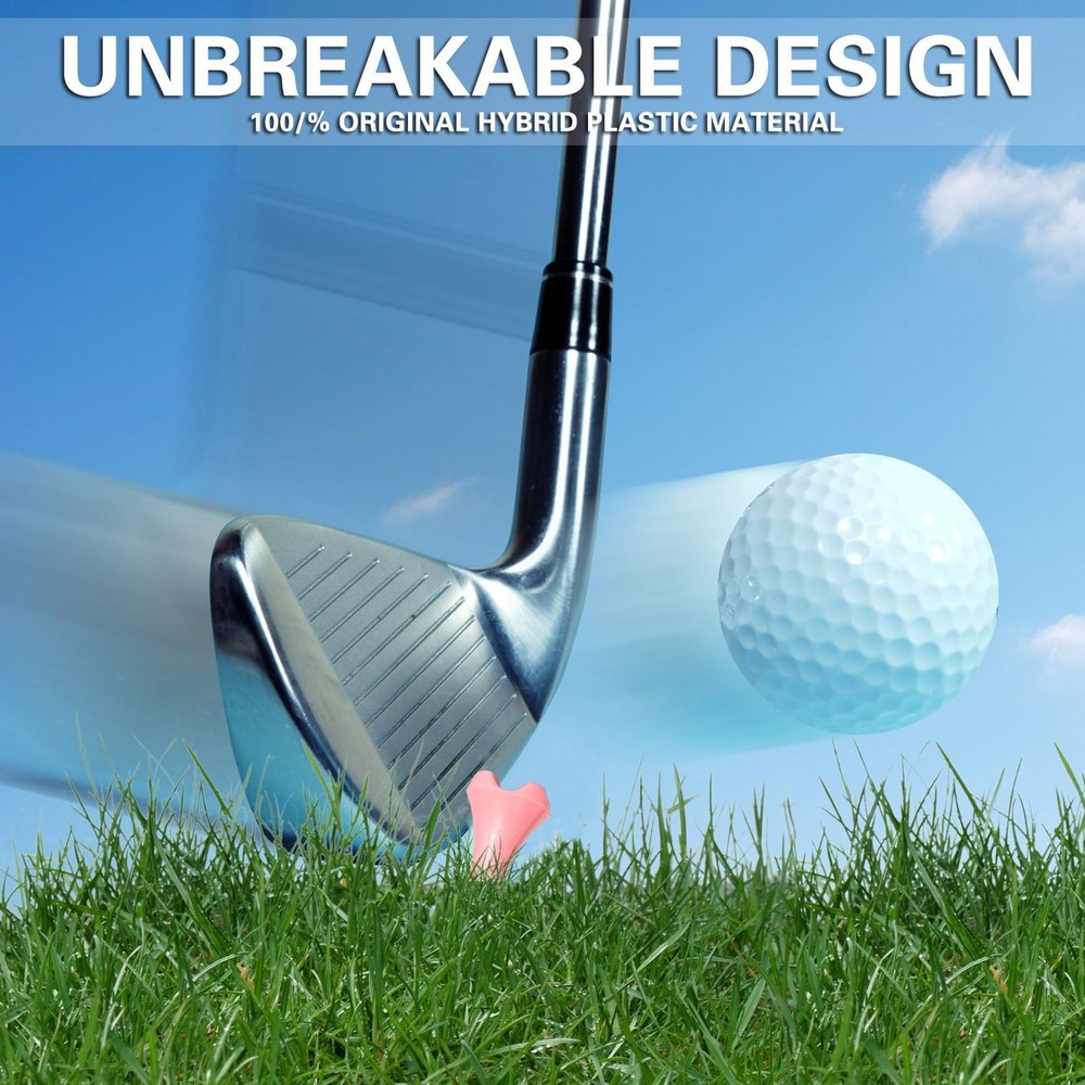 Durable Plastic Golf Tees 60Pack 23/4" & 31/4" Sizes, Assorted Colors