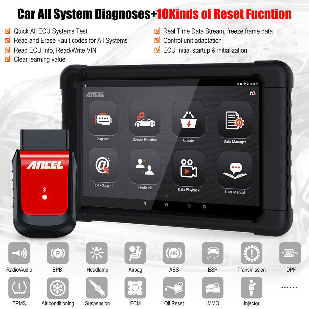 10" Bi-directional Tablet Bluetooth OBD2 Scanner All System Car Diagnostic Tool