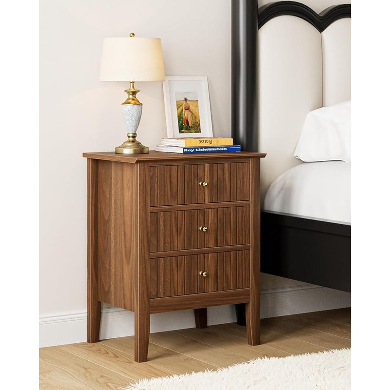 Stylish Nightstand W/ Ample Storage Elegant Bedside Table Minimalist Design New